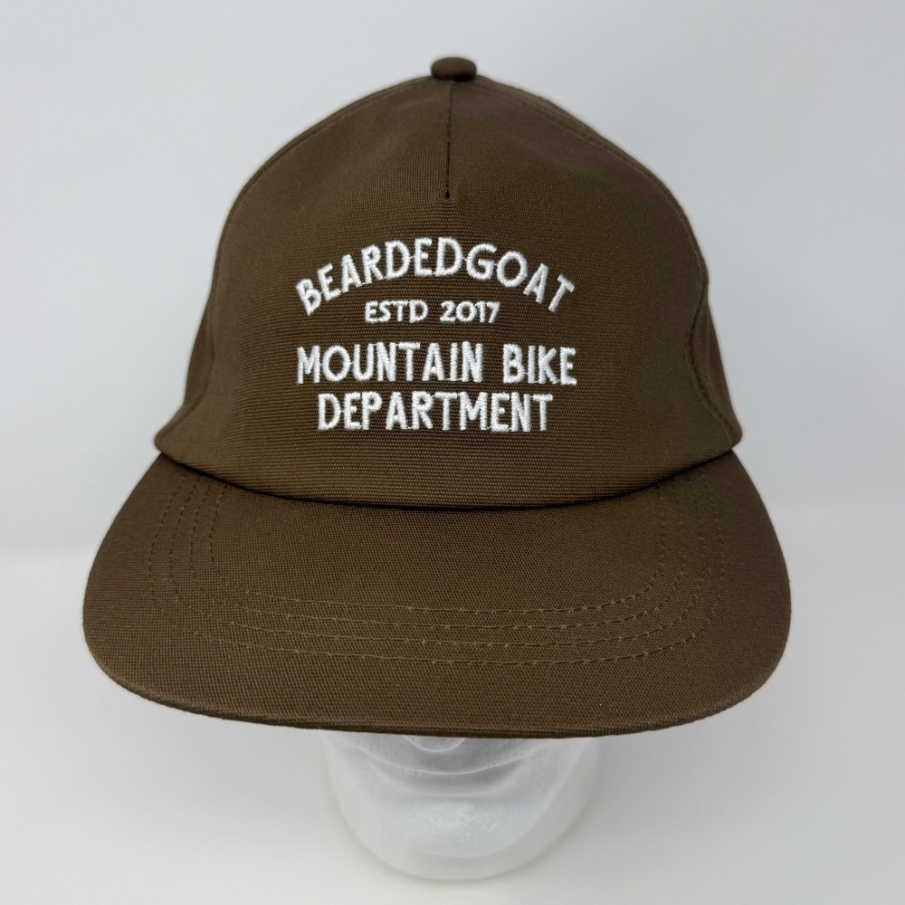 Beardedgoat Mountain Bike Department Brown Strapback Hat Embroidered Cap MTB